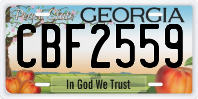 GA license plate CBF2559