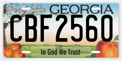 GA license plate CBF2560