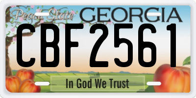 GA license plate CBF2561
