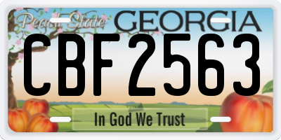 GA license plate CBF2563