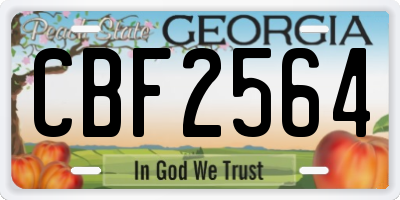 GA license plate CBF2564