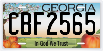 GA license plate CBF2565