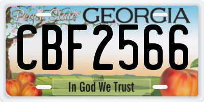GA license plate CBF2566