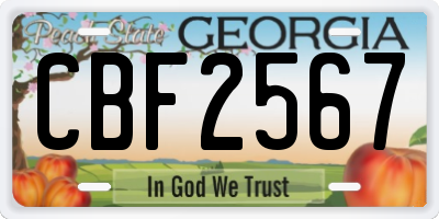 GA license plate CBF2567