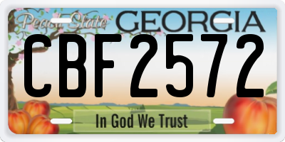 GA license plate CBF2572