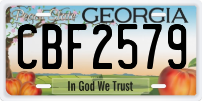 GA license plate CBF2579