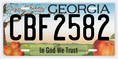 GA license plate CBF2582