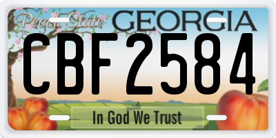 GA license plate CBF2584