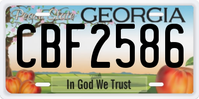 GA license plate CBF2586