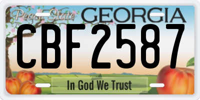 GA license plate CBF2587