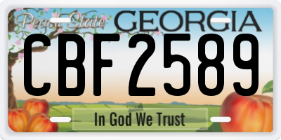 GA license plate CBF2589