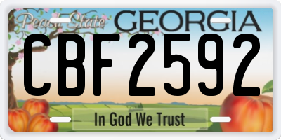 GA license plate CBF2592