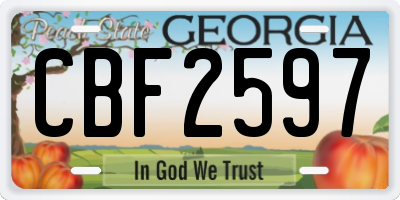 GA license plate CBF2597