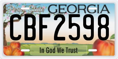 GA license plate CBF2598