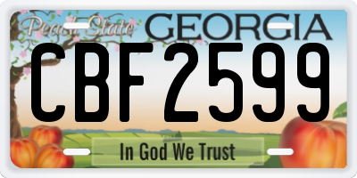 GA license plate CBF2599