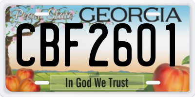 GA license plate CBF2601