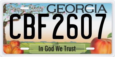 GA license plate CBF2607
