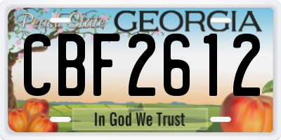 GA license plate CBF2612