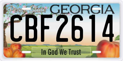 GA license plate CBF2614