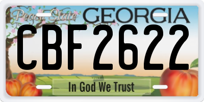 GA license plate CBF2622