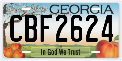 GA license plate CBF2624