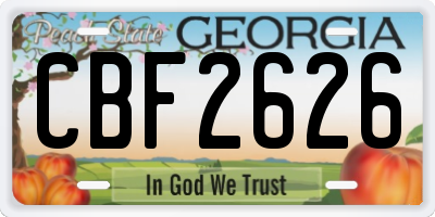 GA license plate CBF2626