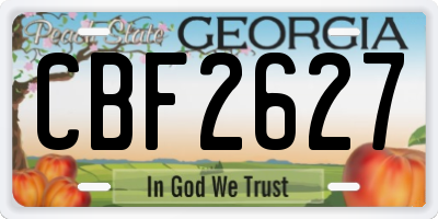 GA license plate CBF2627