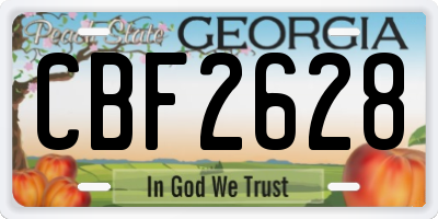 GA license plate CBF2628