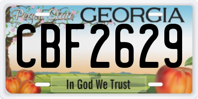 GA license plate CBF2629