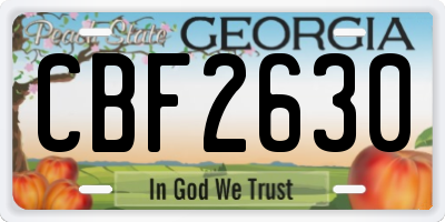 GA license plate CBF2630