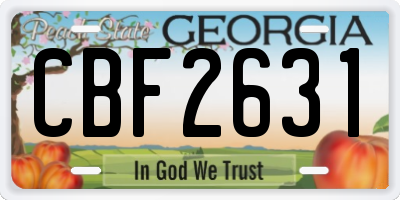 GA license plate CBF2631