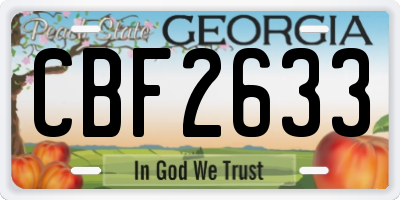 GA license plate CBF2633