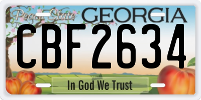 GA license plate CBF2634