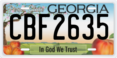 GA license plate CBF2635