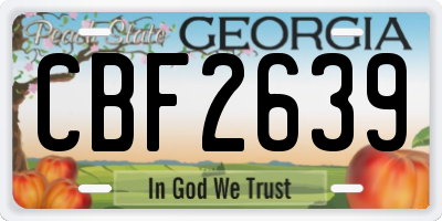 GA license plate CBF2639