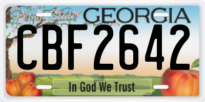 GA license plate CBF2642