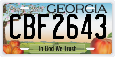 GA license plate CBF2643