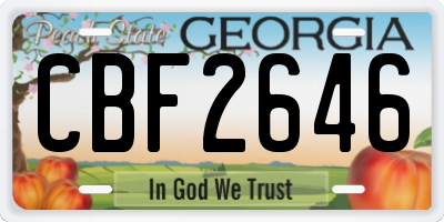 GA license plate CBF2646