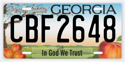 GA license plate CBF2648