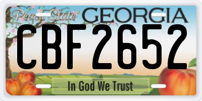 GA license plate CBF2652