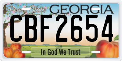 GA license plate CBF2654