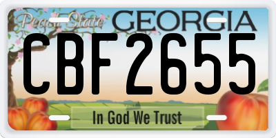 GA license plate CBF2655