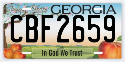 GA license plate CBF2659