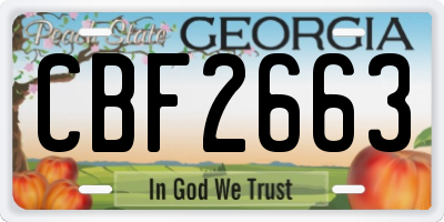 GA license plate CBF2663