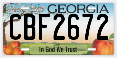 GA license plate CBF2672