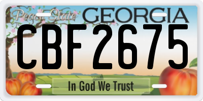 GA license plate CBF2675