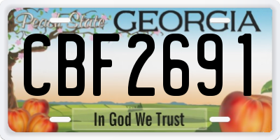 GA license plate CBF2691