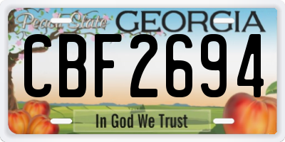 GA license plate CBF2694