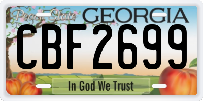 GA license plate CBF2699