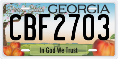GA license plate CBF2703